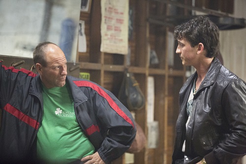 (Left to right) Aaron Eckhart and Miles Teller in BLEED FOR THIS. Photo courtesy Open Road Films.