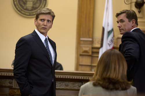 Russell Dodson (Barry Pepper) and DEA Agent Jones (Clay Kraski) go to court in KILL THE MESSENGER, a Focus Features release. Credit: Chuck Zlotnick / Focus Features.