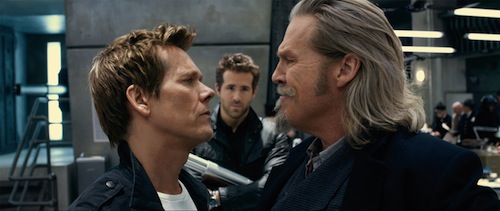 Hayes (KEVIN BACON), Nick (RYAN REYNOLDS) and Roy (JEFF BRIDGES) in the 3D supernatural action-adventure R.I.P.D. In the film, Bridges and Reynolds play two cops dispatched by the otherworldly Rest In Peace Department to protect and serve the living from an increasingly destructive array of creatures who refuse to move peacefully into the afterlife. Photo Credit: Scott Garfield. Copyright: 2013 Universal Studios. ALL RIGHTS RESERVED.