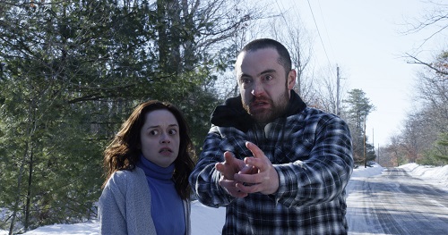 (L-R) Lauren Ashley Carter as Rachel Meadows and Graham Skipper as Zack Connors in the horror film THE MIND'S EYE, an RLJ Entertainment release. Photo credit Joe Begos.