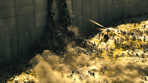 The infected scale the Israeli walls in WORLD WAR Z, from Paramount Pictures and Skydance Productions in association with Hemisphere Media Capital and GK Films.