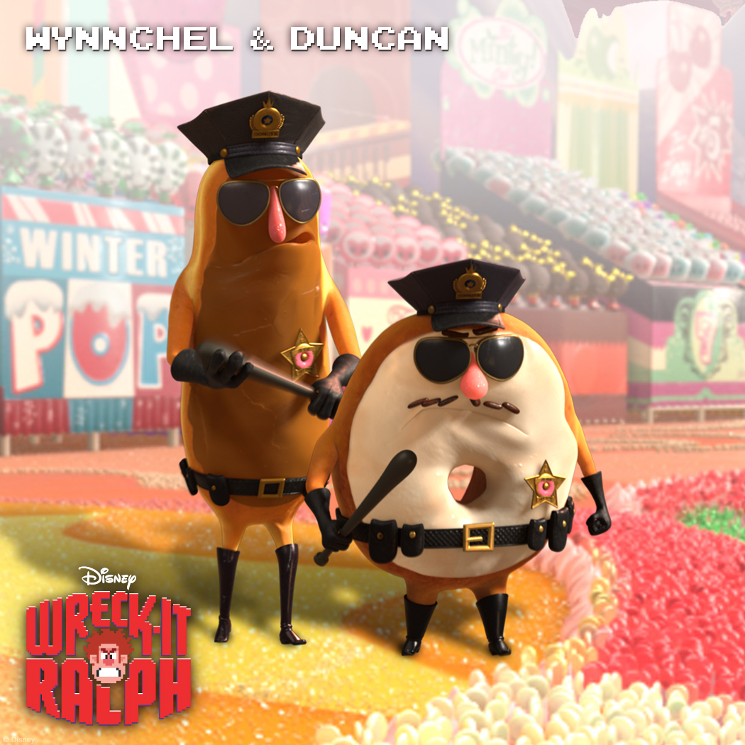 Wynnchel & Duncan: Strong-Arming Security Wynnchel and Duncan are King Candy’s muscle, ensuring order in the Sugar Rush community. Just don’t make ‘em mad or their frosting might melt.