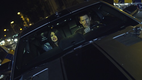 SELENA GOMEZ as Kid and ETHAN HAWKE as Brent in Dark Castle Entertainment and After Dark Films' action thriller GETAWAY, a Warner Bros. Pictures release.
