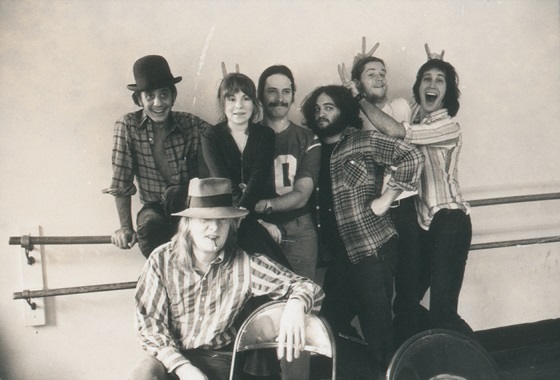Garry Goodrow, Alice Peyton, Chris Guest, John Belushi, Peter Elbling, Chevy Chase and Tony Hendra in DRUNK STONED BRILLIANT DEAD: THE STORY OF THE NATIONAL LAMPOON, a Magnolia Pictures release. Photo courtesy of Magnolia Pictures. Photo credit: Michael Gold