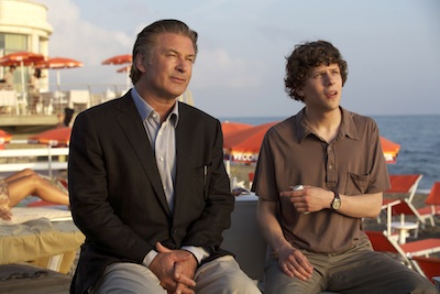 Alec Baldwin as John and Jesse Eisenberg as Jack Photo by Philippe Antonello (c) Gravier Productions, Inc., Courtesy of Sony Pictures Classics