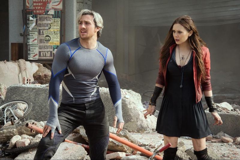 Elizabeth Olsen and Aaron Taylor-Johnson in Avengers- Age of Ultron (2015)