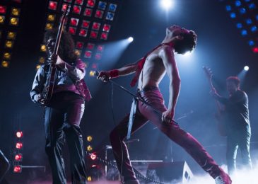 Gwilym Lee (Brian May), Rami Malek (Freddie Mercury), and Joe Mazzello (John Deacon) star in Twentieth Century Fox’s BOHEMIAN RHAPSODY. Photo Credit: Courtesy Twentieth Century Fox.