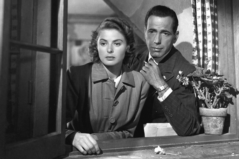 Humphrey Bogart (Rick) and Ingrid Bergman (Ilsa) in Casablanca.